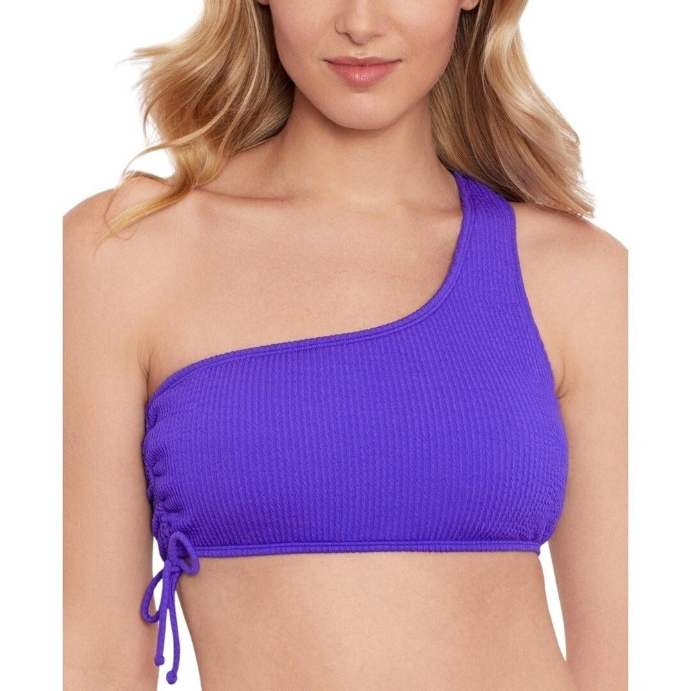 Salt + Cove Juniors'‎ Solid 1-Shoulder Swim Top with Tie Purple XS